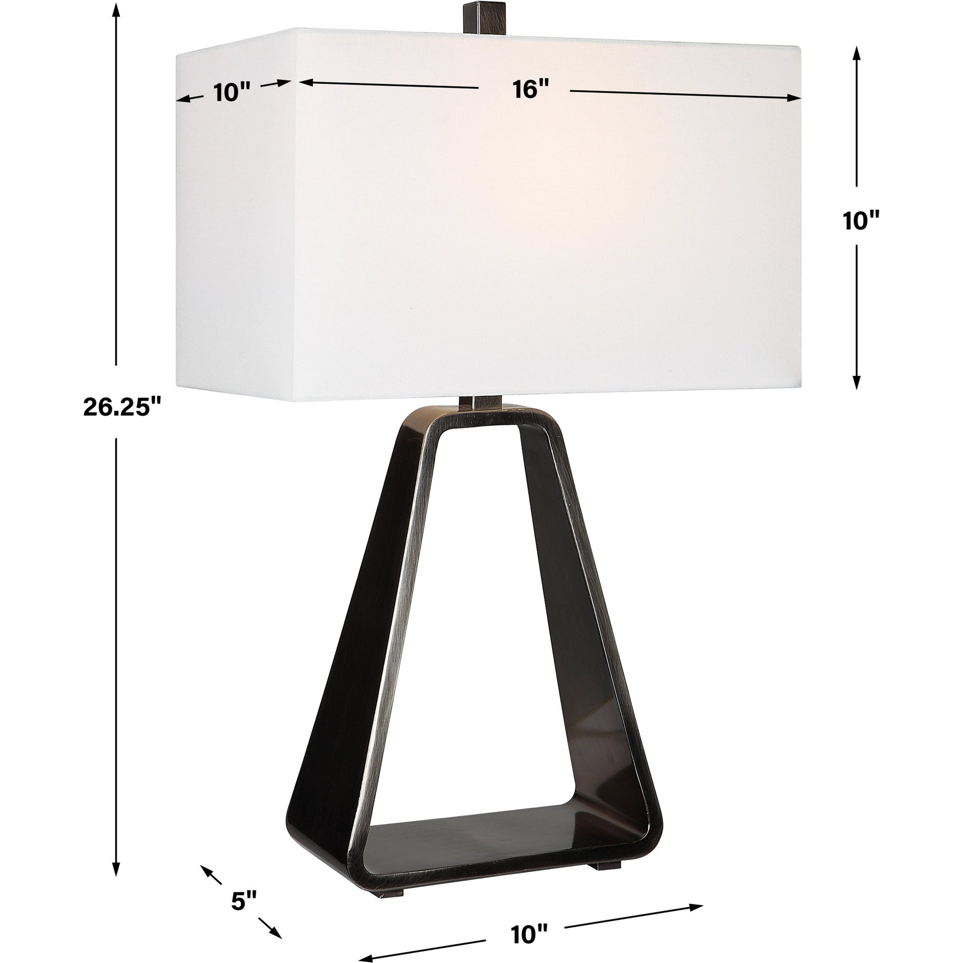 Halo Table Lamp by Uttermost in antique nickel. Made from steel, fabric in a modern style.