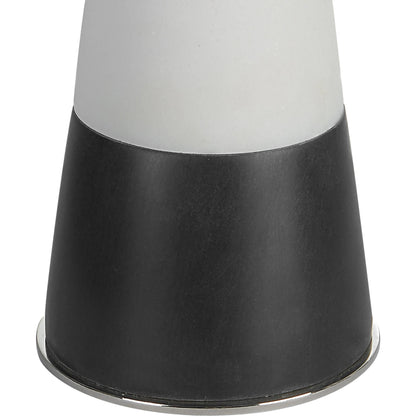Bandeau Banded Table Lamp by Uttermost in black, white. Made from rice stone, iron, linen, resin in a modern style.