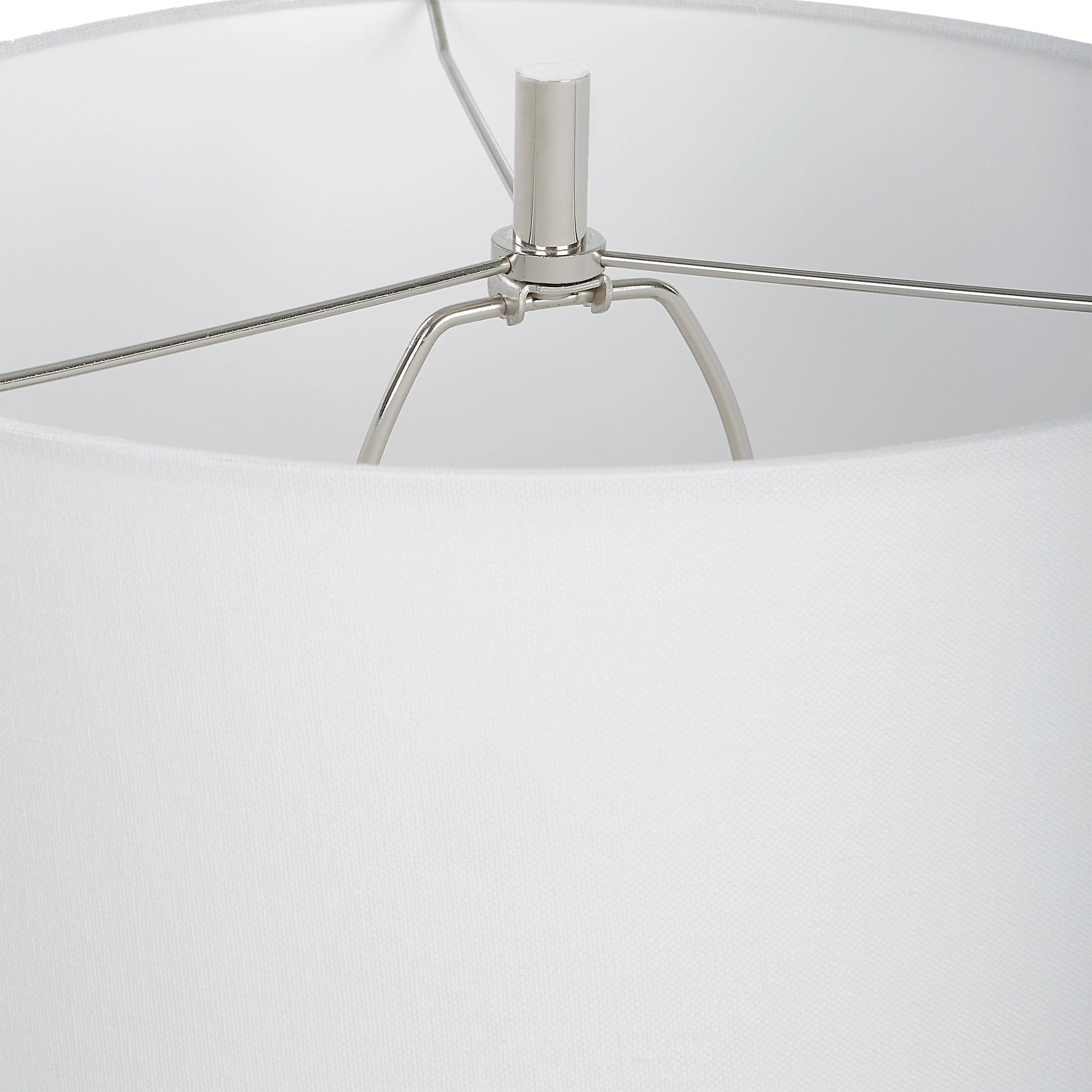 Bandeau Banded Table Lamp by Uttermost in black, white. Made from rice stone, iron, linen, resin in a modern style.
