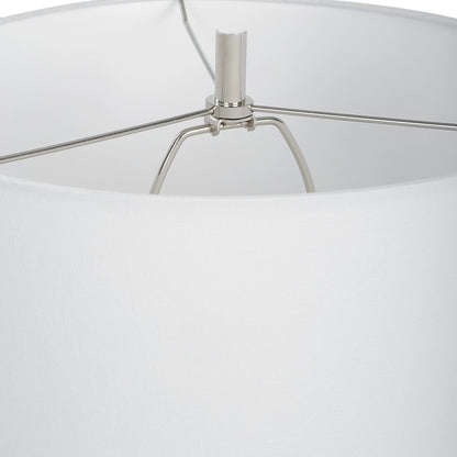 Bandeau Banded Table Lamp by Uttermost in black, white. Made from rice stone, iron, linen, resin in a modern style.