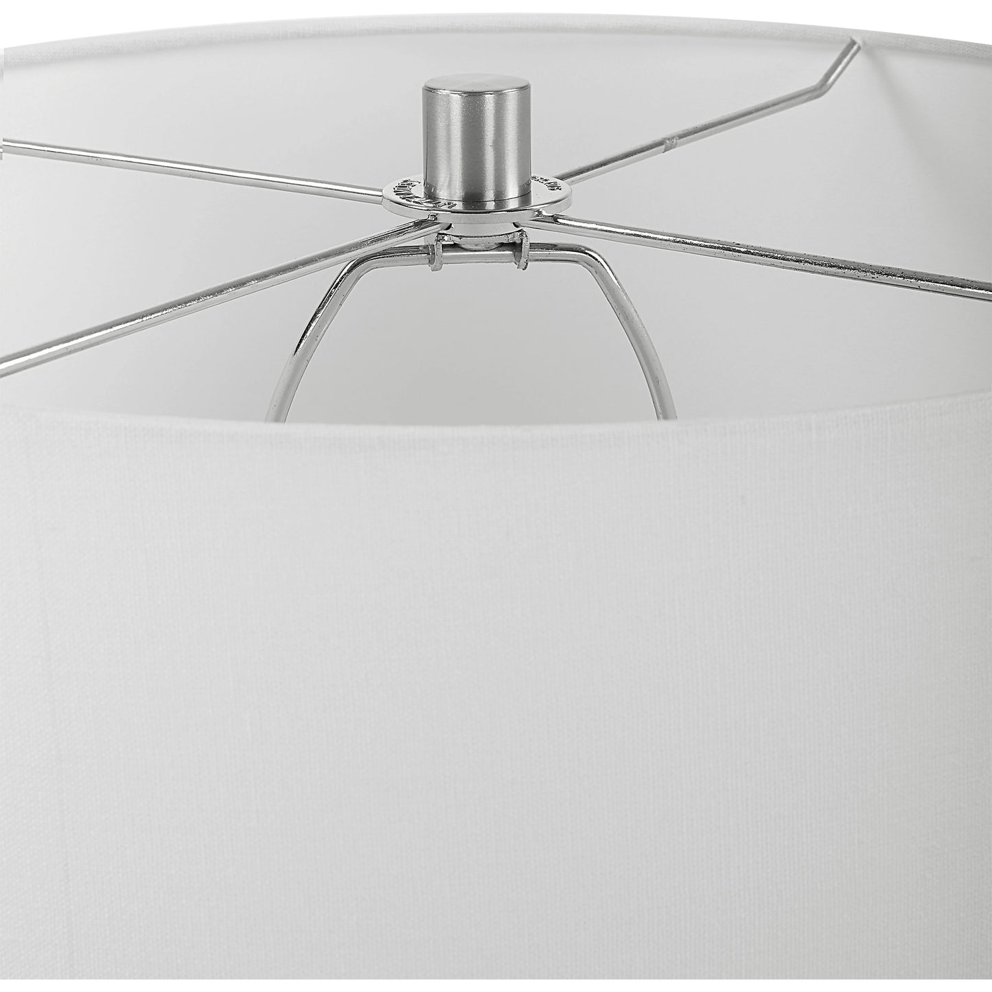 002 SI-1981423 | Closeup | Imperia Table Lamp by Uttermost in aqua gray. Made from crystal, glass, iron, fabric in a modern style.