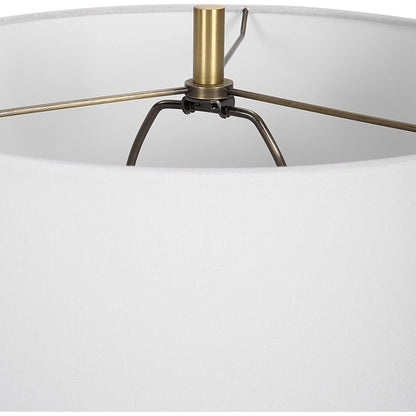 Coil Sculpted Table Lamp by Uttermost in cobalt. Made from ceramic, iron, fabric in a modern style.