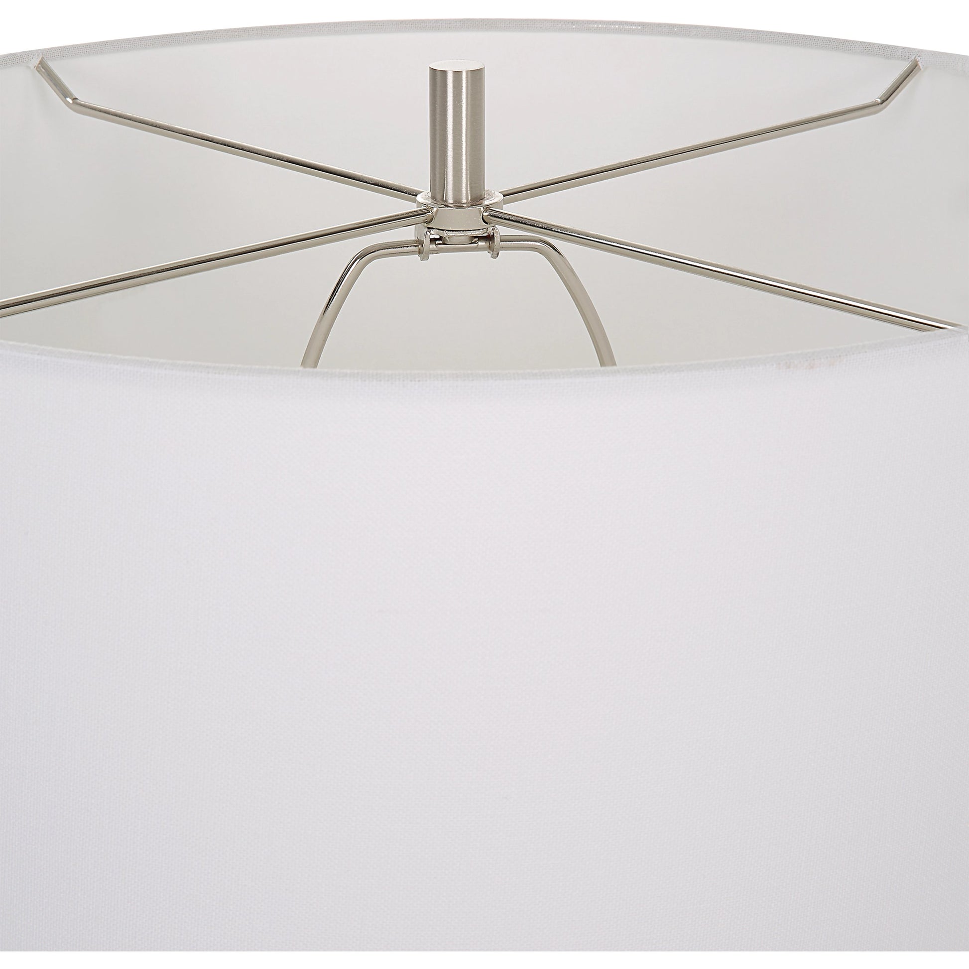 Remnant Table Lamp by Uttermost in white. Made from man-made stone, iron, fabric in a modern style.