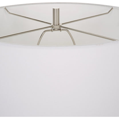 Remnant Table Lamp by Uttermost in white. Made from man-made stone, iron, fabric in a modern style.