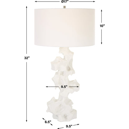 Remnant Table Lamp by Uttermost in white. Made from man-made stone, iron, fabric in a modern style.