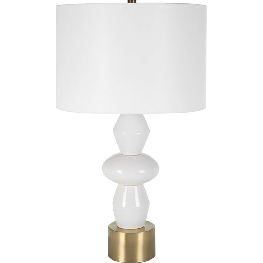 Architect Table Lamp by Uttermost in ivory, brass. Made from ceramic, iron, fabric in a modern style.