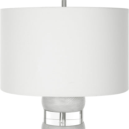 Band Together Table Lamp by Uttermost in bleach wood, nickel. Made from crystal, wood, iron, fabric in a modern style.
