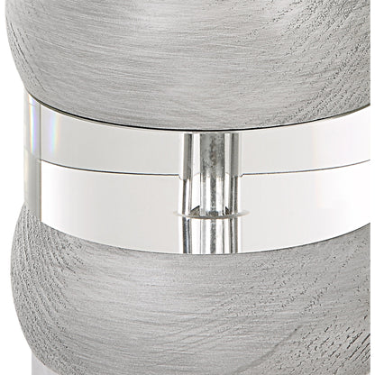 Band Together Table Lamp by Uttermost in bleach wood, nickel. Made from crystal, wood, iron, fabric in a modern style.