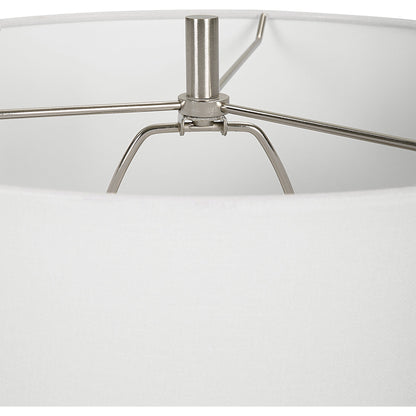 Band Together Table Lamp by Uttermost in bleach wood, nickel. Made from crystal, wood, iron, fabric in a modern style.