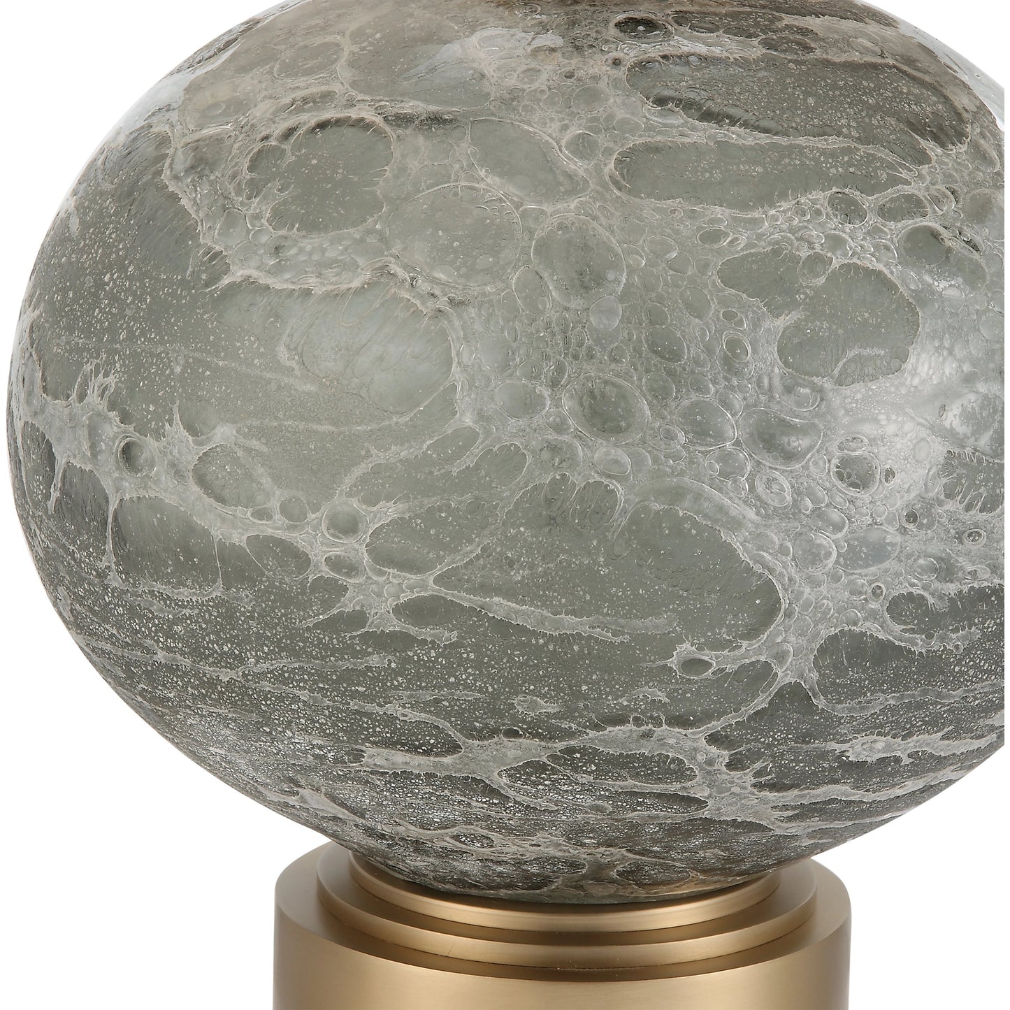 003 SI-1981445 | Closeup | Lunia Table Lamp by Uttermost in smoky gray. Made from iron, glass, linen in a modern style.