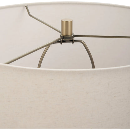 Lunia Table Lamp by Uttermost in smoky gray. Made from iron, glass, linen in a modern style.