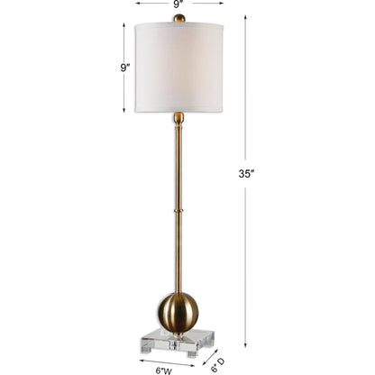 Laton Brass Buffet Lamp by Uttermost. Made from metal, crystal in a modern style.