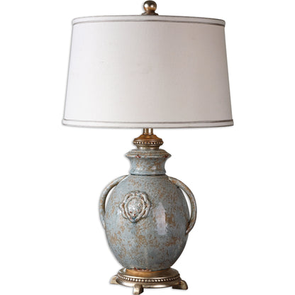 Cancello Lamp by Uttermost in blue. Made from ceramic, metal, resin, fabric in a cottage & farmhouse style.