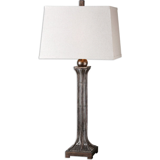 Coriano Table Lamp by Uttermost. Made from metal, fabric in a cottage & farmhouse style.
