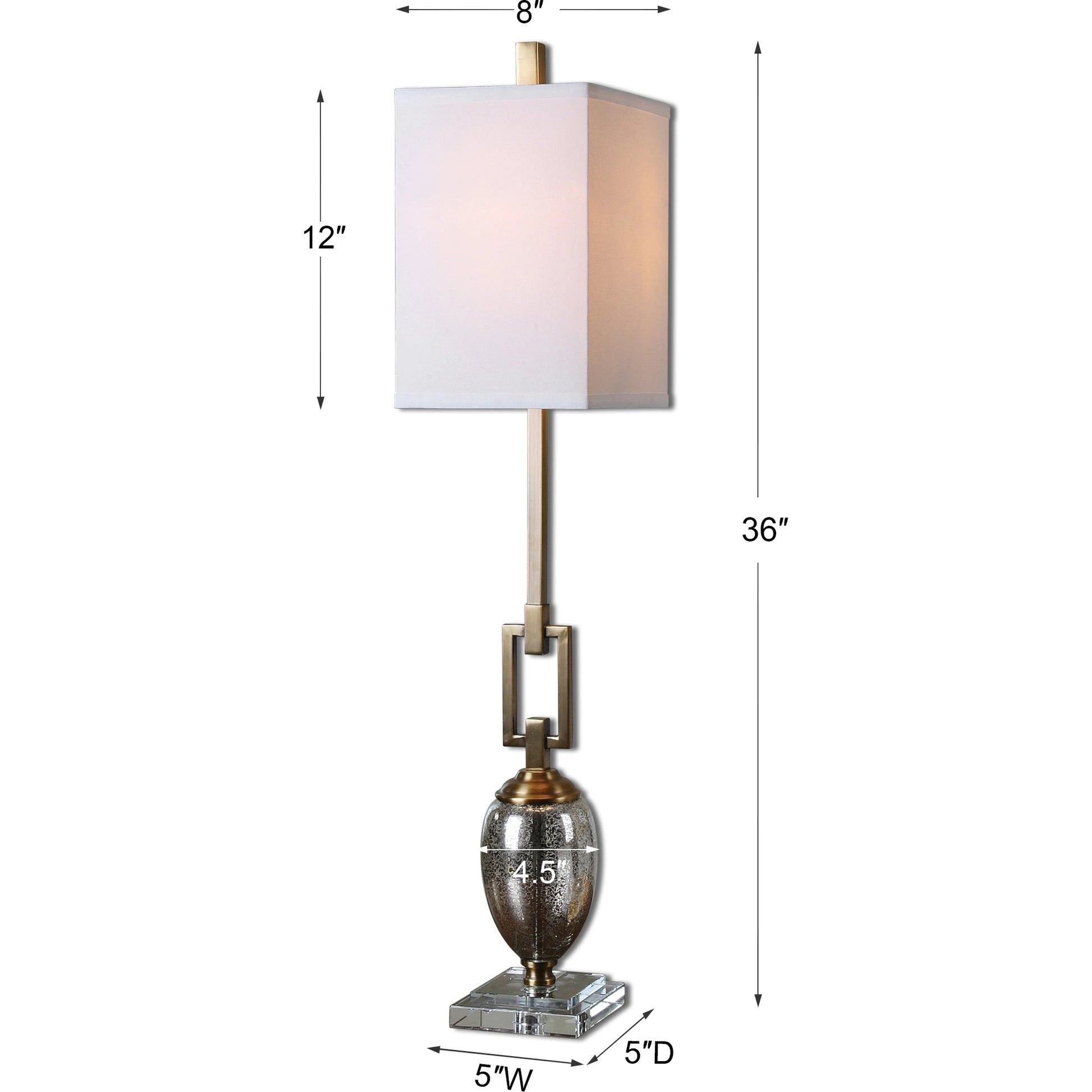 Copeland Mercury Glass Buffet Lamp by Uttermost. Made from metal, crystal, glass in a modern style.