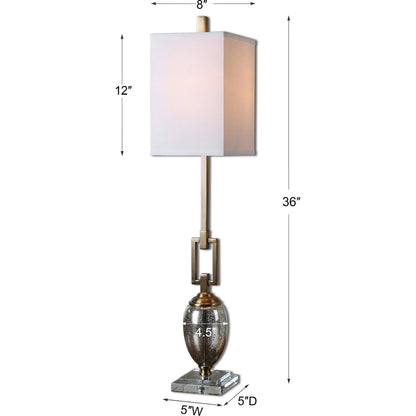 Copeland Mercury Glass Buffet Lamp by Uttermost. Made from metal, crystal, glass in a modern style.