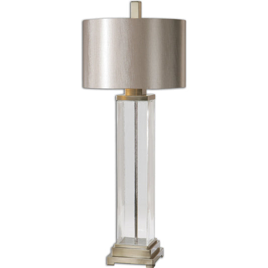 Drustan Clear Glass Table Lamp by Uttermost. Made from steel, glass in a modern style.