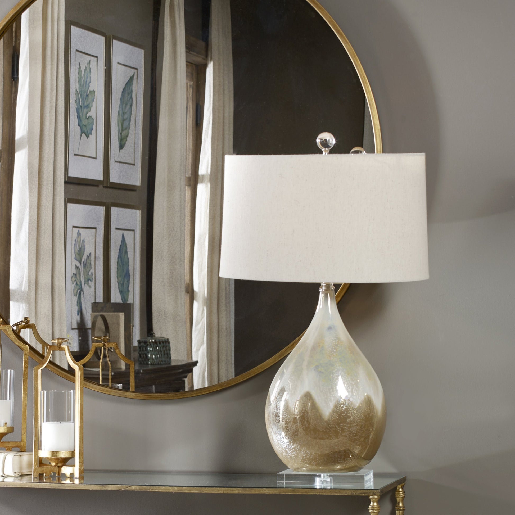 Flavian Glazed Ceramic Lamp by Uttermost. Made from crystal, ceramic in a modern style.