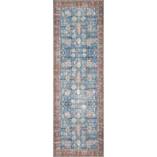 Loren LQ-01 Rug by Loloi in blue, brick. Made from 100% polyester in a traditional style.
