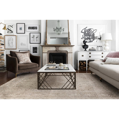 Loren LQ-03 Rug by Loloi in sand, taupe. Made from 100% polyester in a traditional style.