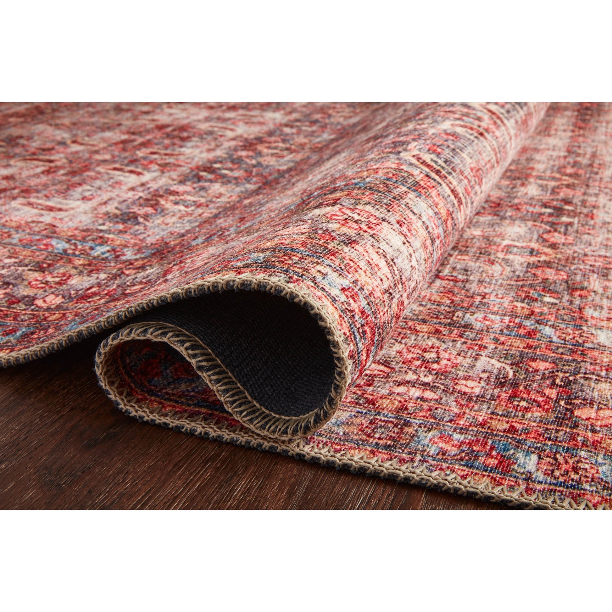 Loren LQ-05 Rug by Loloi in eggplant, crimson. Made from 100% polyester in a traditional style.