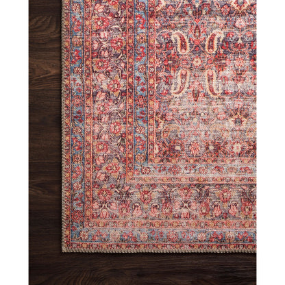 Loren LQ-05 Rug by Loloi in eggplant, crimson. Made from 100% polyester in a traditional style.