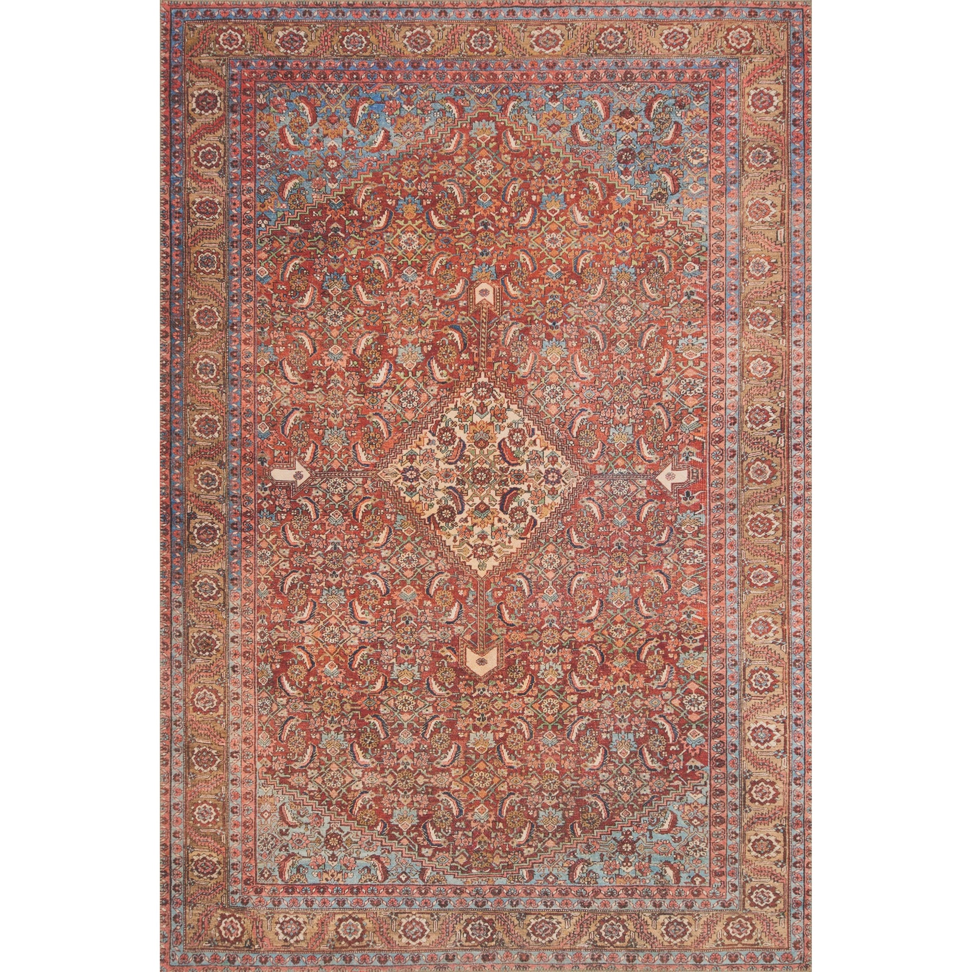 Loren LQ-06 Rug by Loloi in red, multi. Made from 100% polyester in a rustic style.