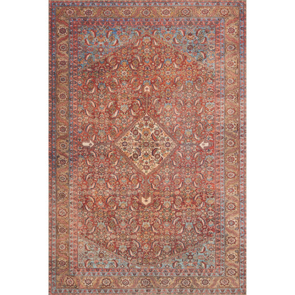 Loren LQ-06 Rug by Loloi in red, multi. Made from 100% polyester in a rustic style.