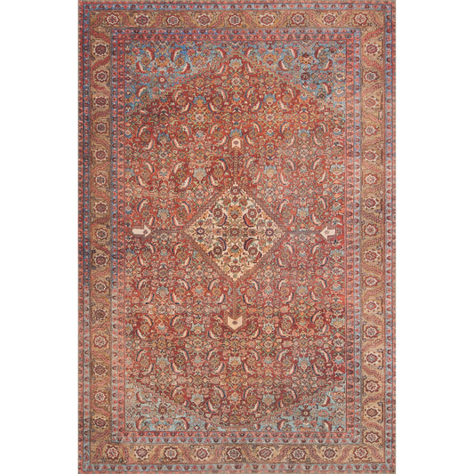 Loren LQ-06 Rug by Loloi II in red, multi. Made from 100% polyester in a rustic style.