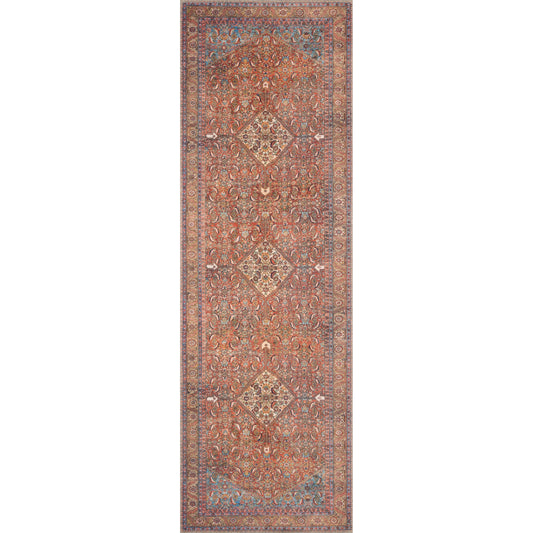 Loren LQ-06 Rug by Loloi in red, multi. Made from 100% polyester in a rustic style.