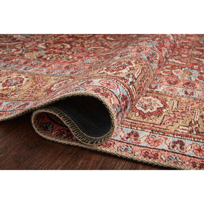 Loren LQ-06 Rug by Loloi in red, multi. Made from 100% polyester in a rustic style.