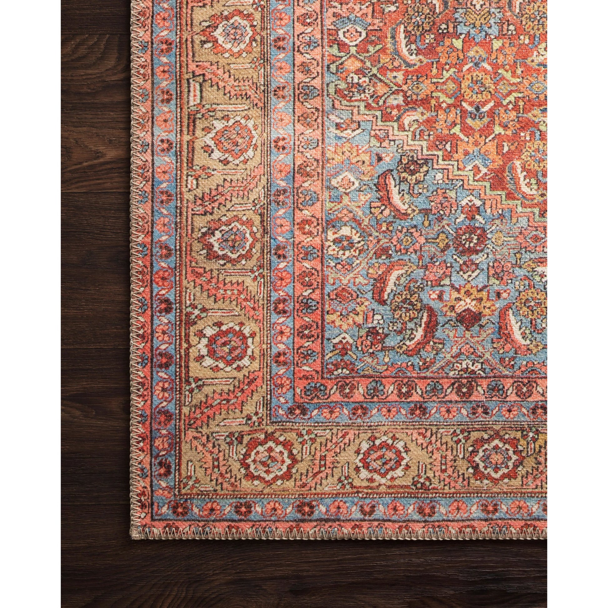 Loren LQ-06 Rug by Loloi in red, multi. Made from 100% polyester in a rustic style.