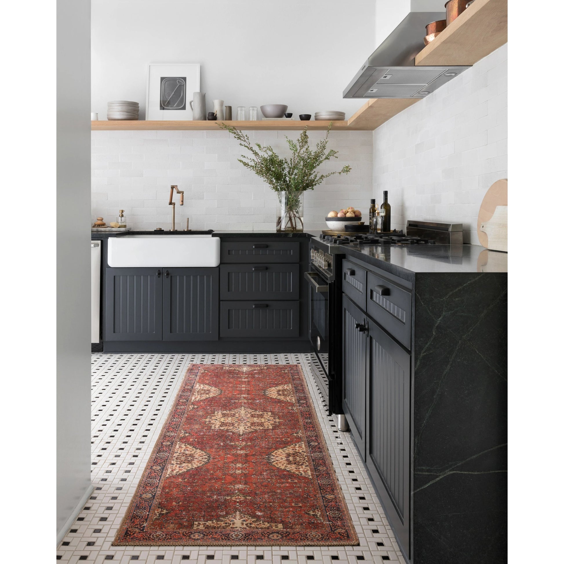 Loren LQ-07 Rug by Loloi in red, navy. Made from 100% polyester in a rustic style.