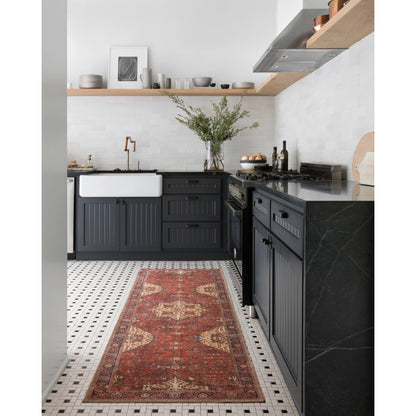 Loren LQ-07 Rug by Loloi in red, navy. Made from 100% polyester in a rustic style.