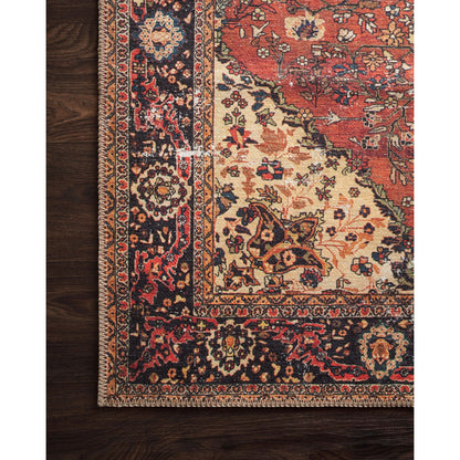 Loren LQ-07 Rug by Loloi in red, navy. Made from 100% polyester in a rustic style.