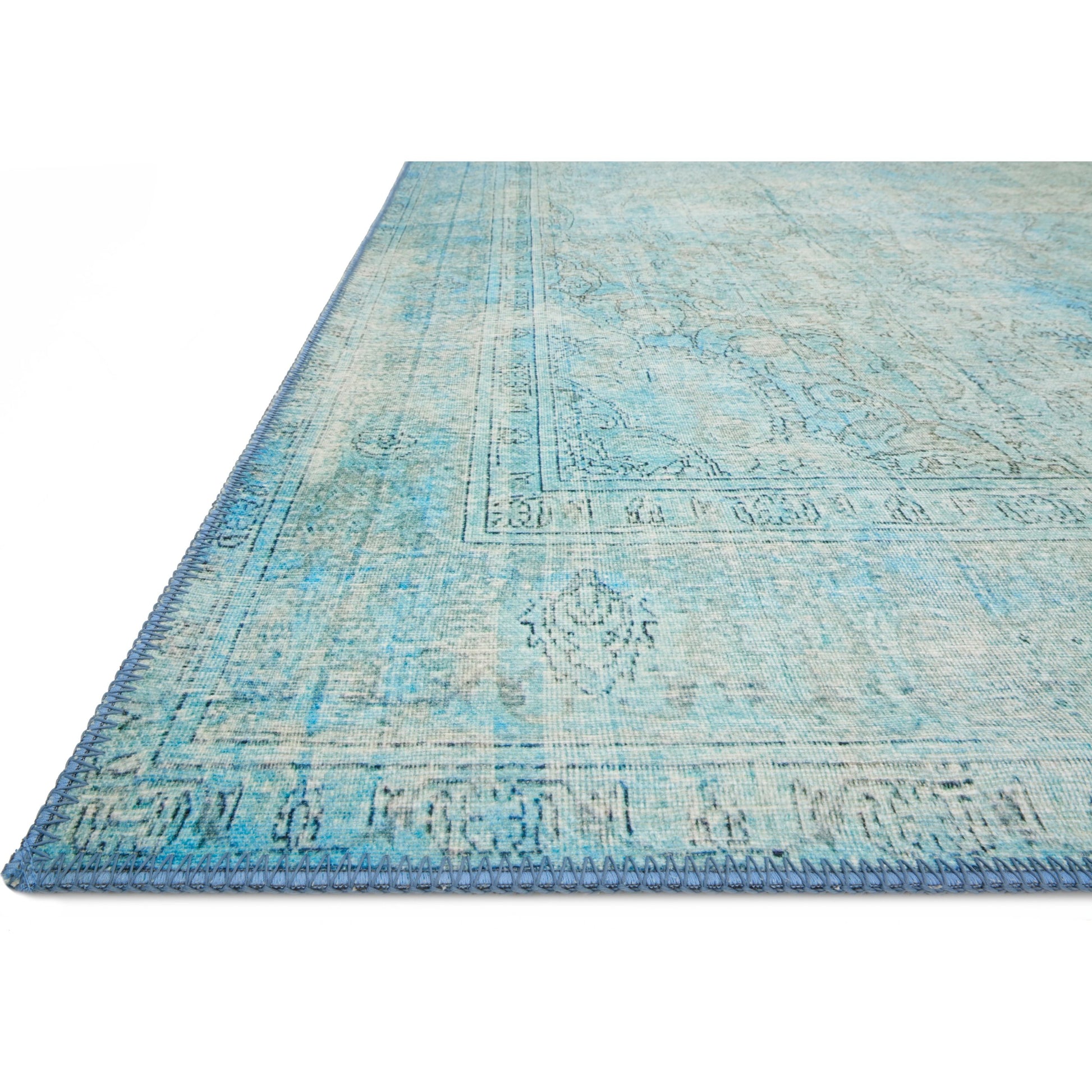 Loren LQ-08 Rug by Loloi in aqua. Made from 100% polyester in a coastal style.