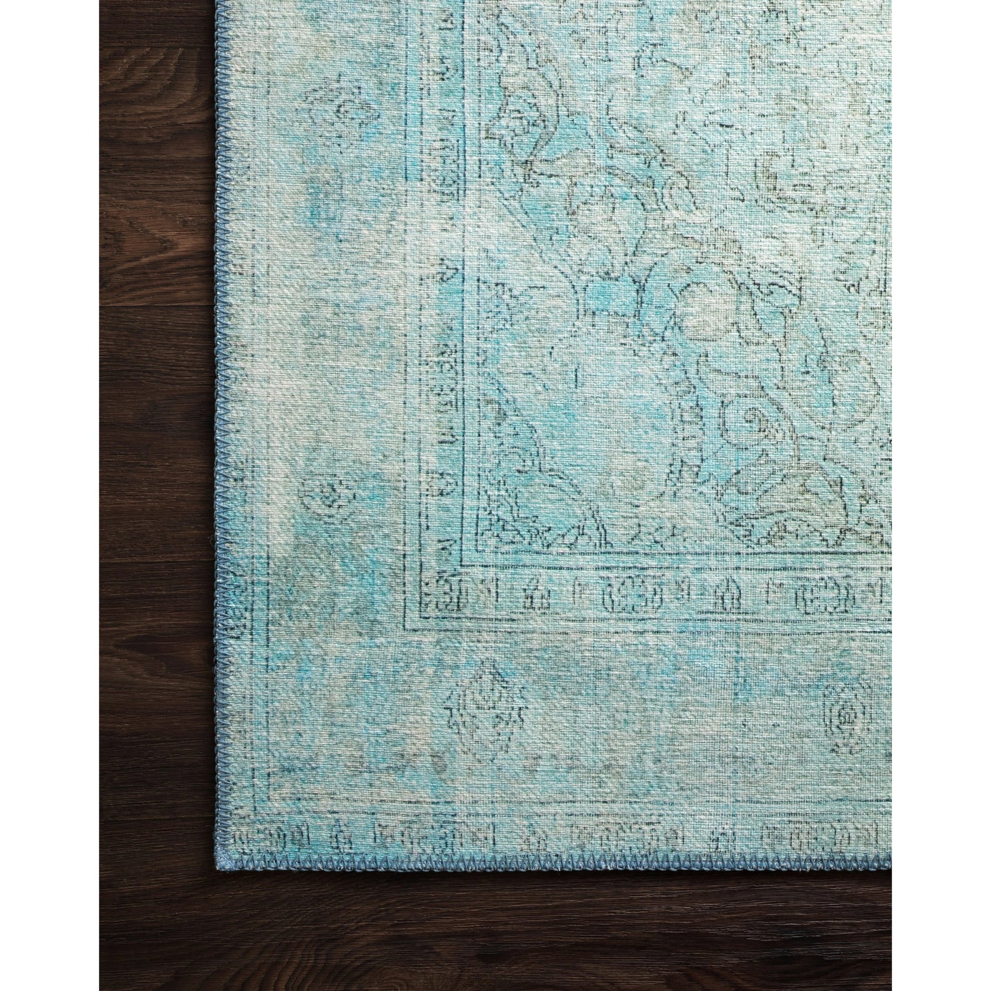 Loren LQ-08 Rug by Loloi in aqua. Made from 100% polyester in a coastal style.