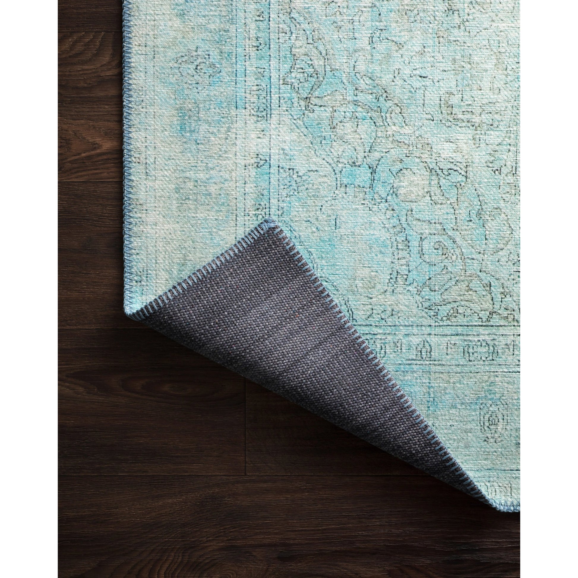 Loren LQ-08 Rug by Loloi in aqua. Made from 100% polyester in a coastal style.