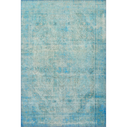 Loren LQ-08 Rug by Loloi II in aqua. Made from 100% polyester in a coastal style.