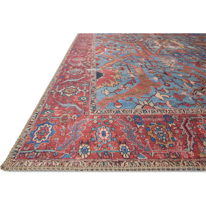 Loren LQ-10 Rug by Loloi in blue, red. Made from 100% polyester in a rustic style.