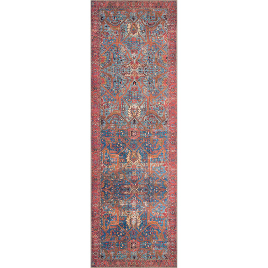 Loren LQ-10 Rug by Loloi in blue, red. Made from 100% polyester in a rustic style.