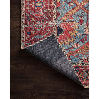Loren LQ-10 Rug by Loloi in blue, red. Made from 100% polyester in a rustic style.
