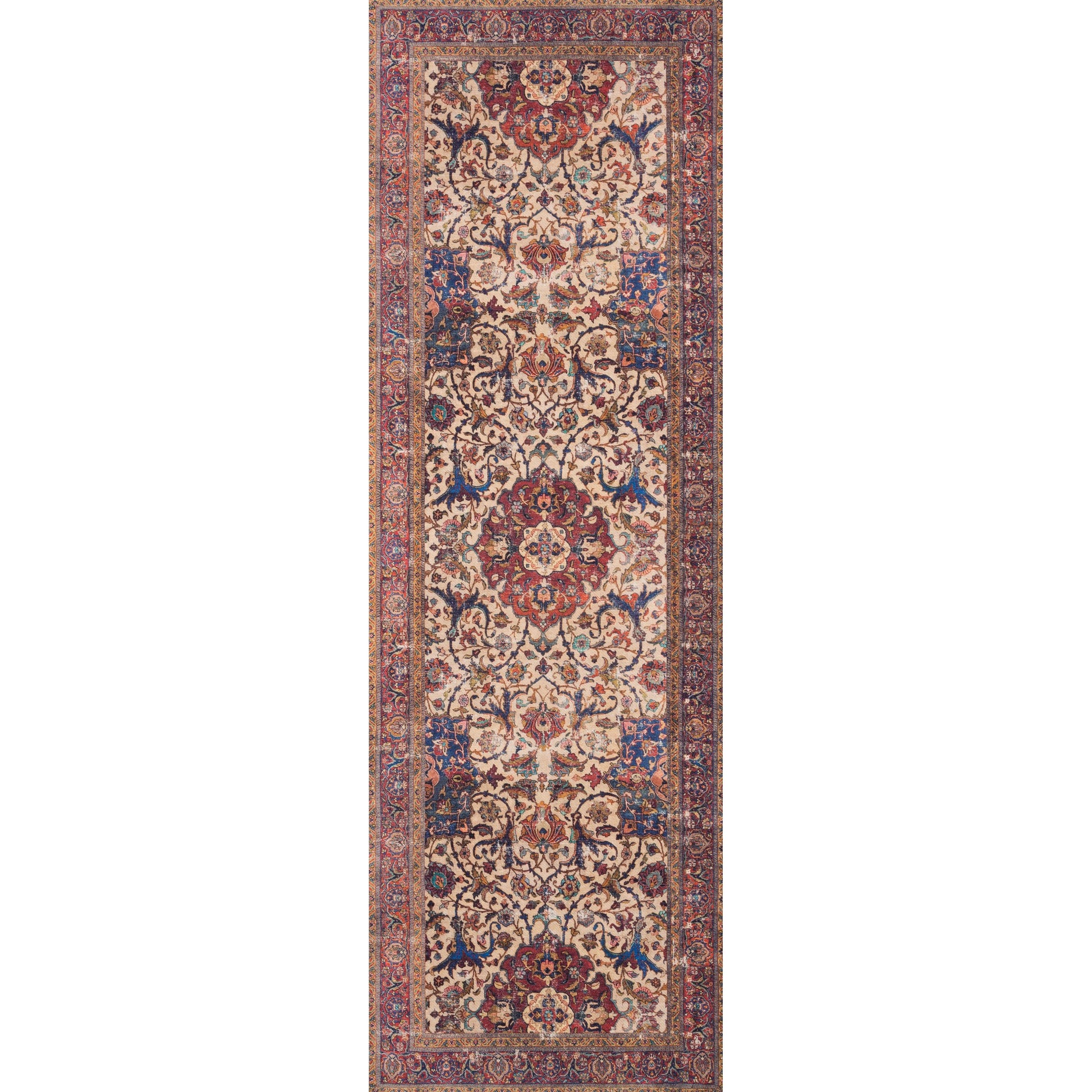 Loren LQ-11 Rug by Loloi in sand, multi. Made from 100% polyester in a traditional style.
