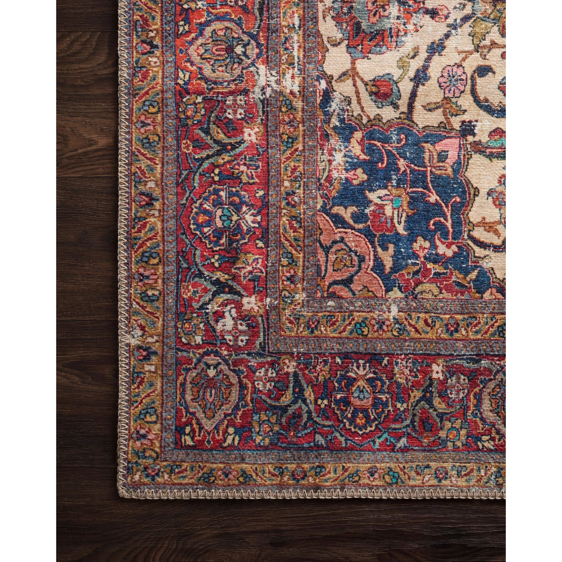 Loren LQ-11 Rug by Loloi in sand, multi. Made from 100% polyester in a traditional style.