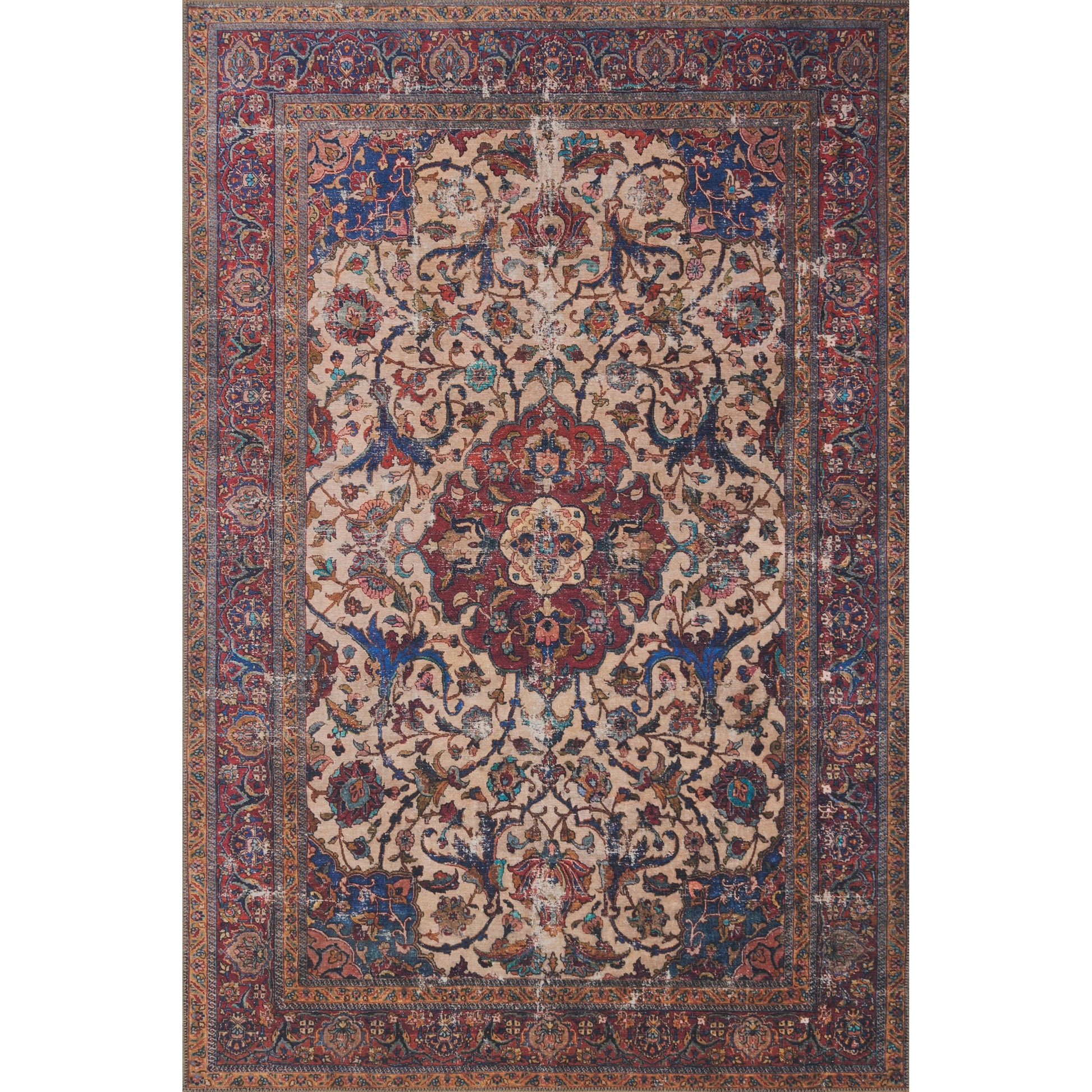 Loren LQ-11 Rug by Loloi in sand, multi. Made from 100% polyester in a traditional style.