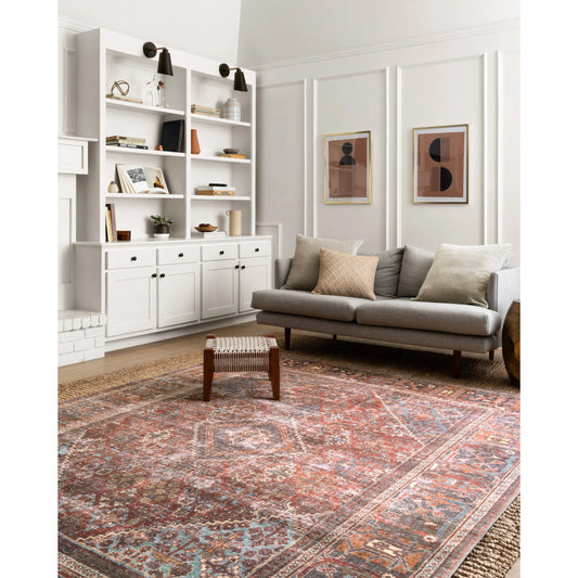 Loren LQ-13 Rug by Loloi II in brick, midnight. Made from 100% polyester in a traditional style.