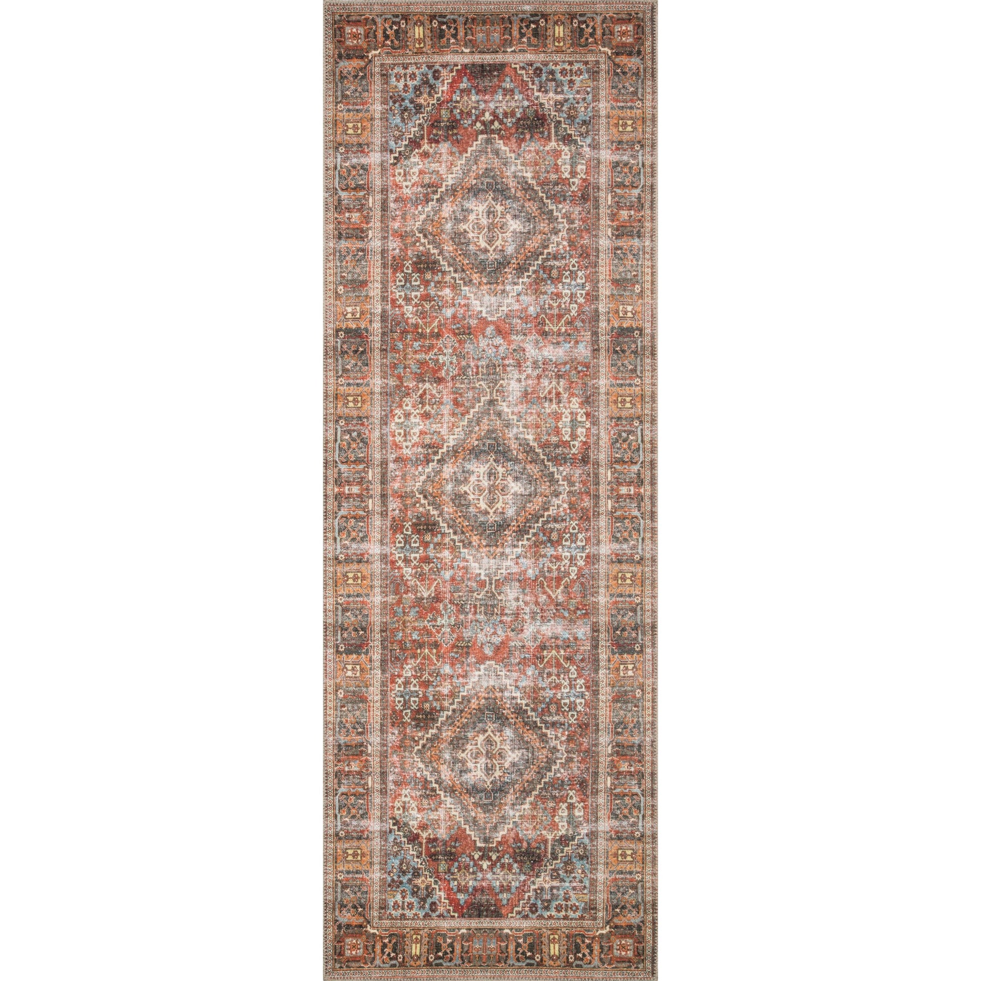 Loren LQ-13 Rug by Loloi in brick, midnight. Made from 100% polyester in a traditional style.