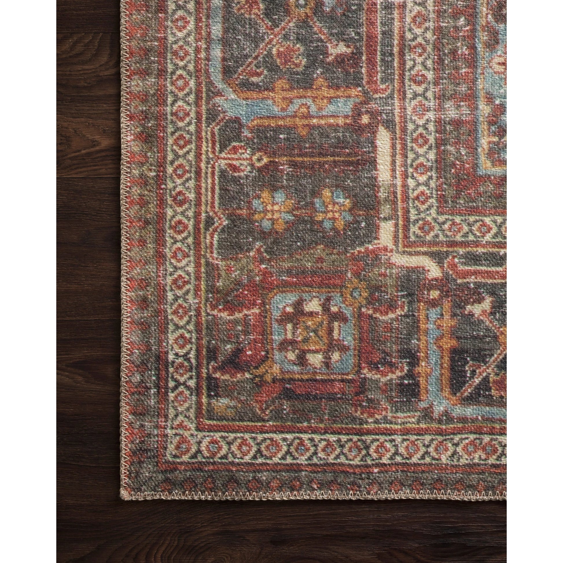 Loren LQ-13 Rug by Loloi in brick, midnight. Made from 100% polyester in a traditional style.