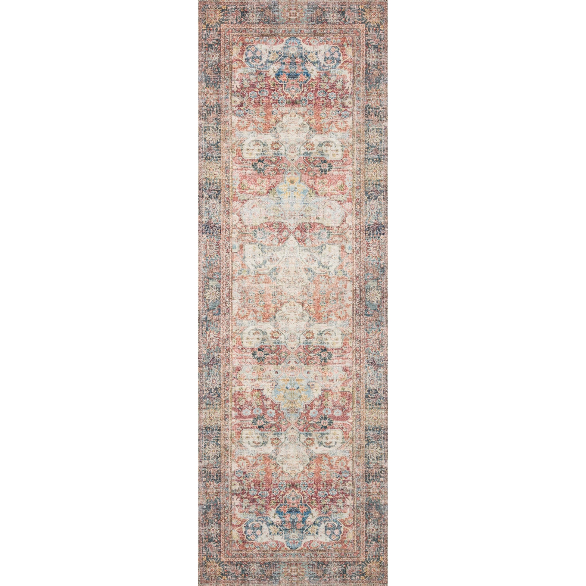 Loren LQ-14 Rug by Loloi in brick, multi. Made from 100% polyester in a traditional style.