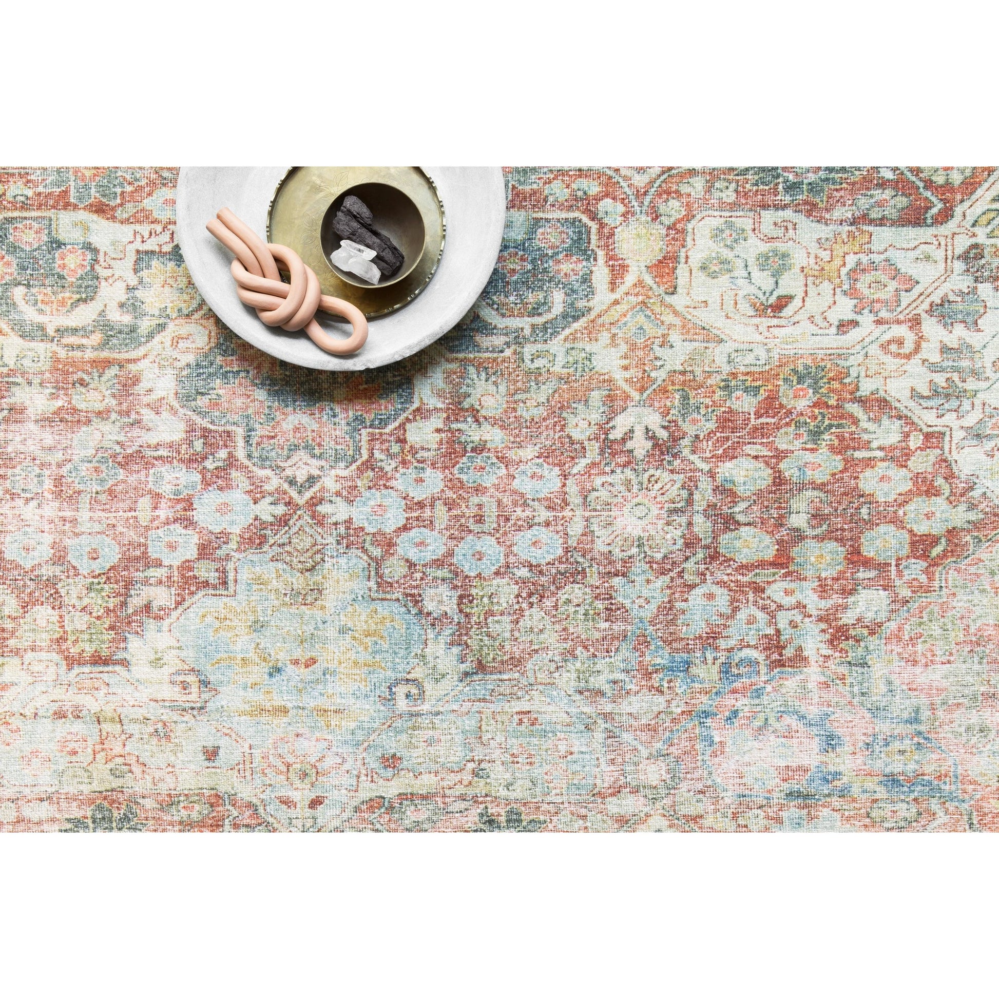 Loren LQ-14 Rug by Loloi in brick, multi. Made from 100% polyester in a traditional style.